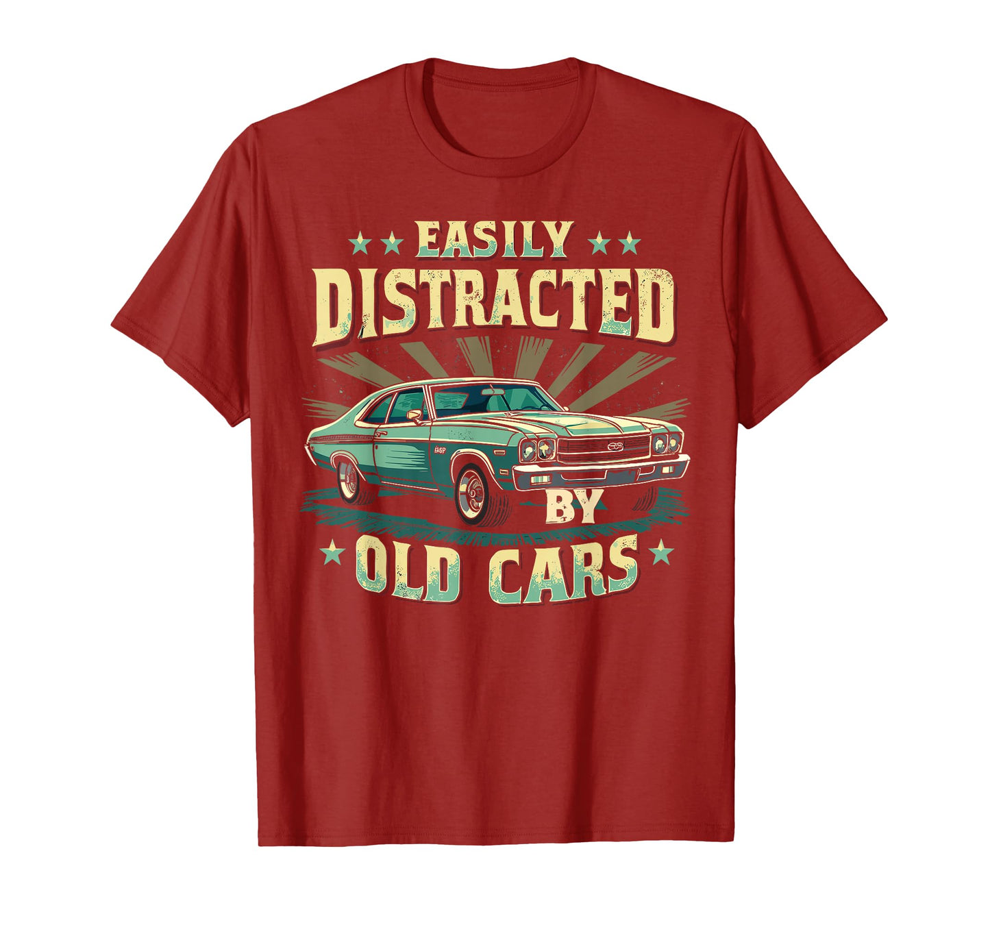 Easily Distracted by Classic Cars Funny Vintage Design T-Shirt