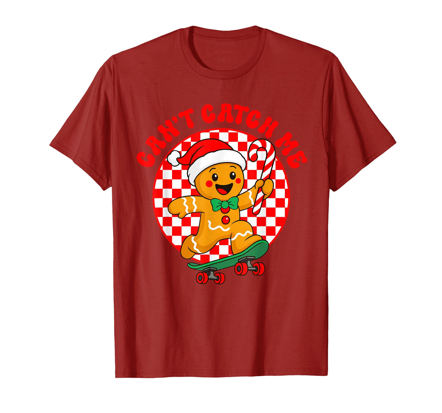 Can't Catch Me Retro Christmas Gingerbread Boy Xmas Kids T-Shirt