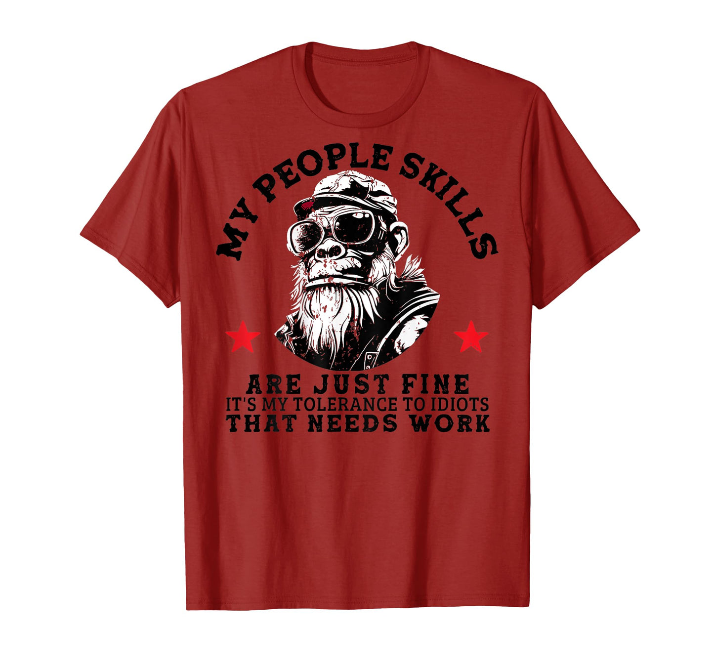 My People Skills Are Just Fine Funny Monkey (On Back) T-Shirt