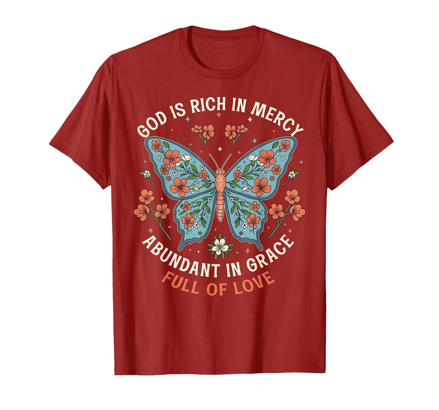 God Is Full Of Grace, Mercy, And Love Chinoiserie Butterfly T-Shirt