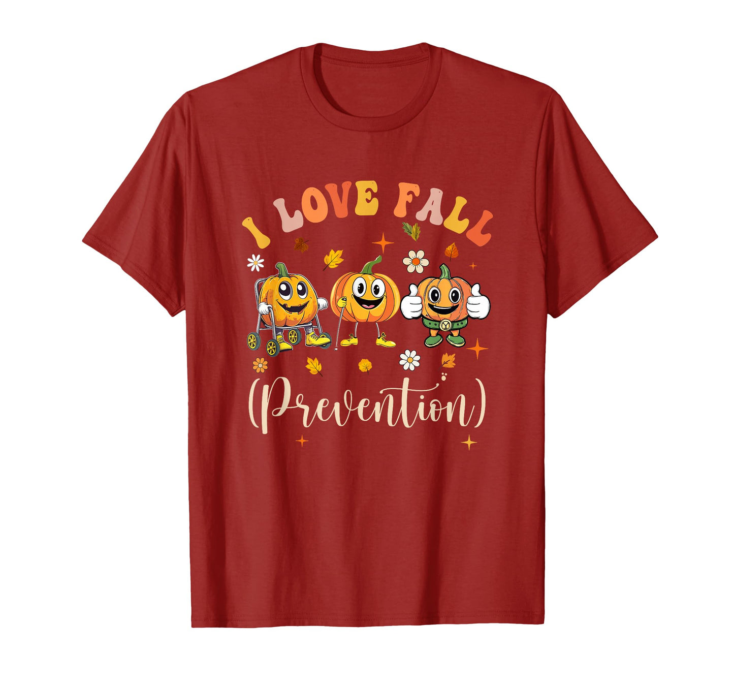 Groovy Retro I Love Fall Prevention Funny Physical Therapy T-Shirt