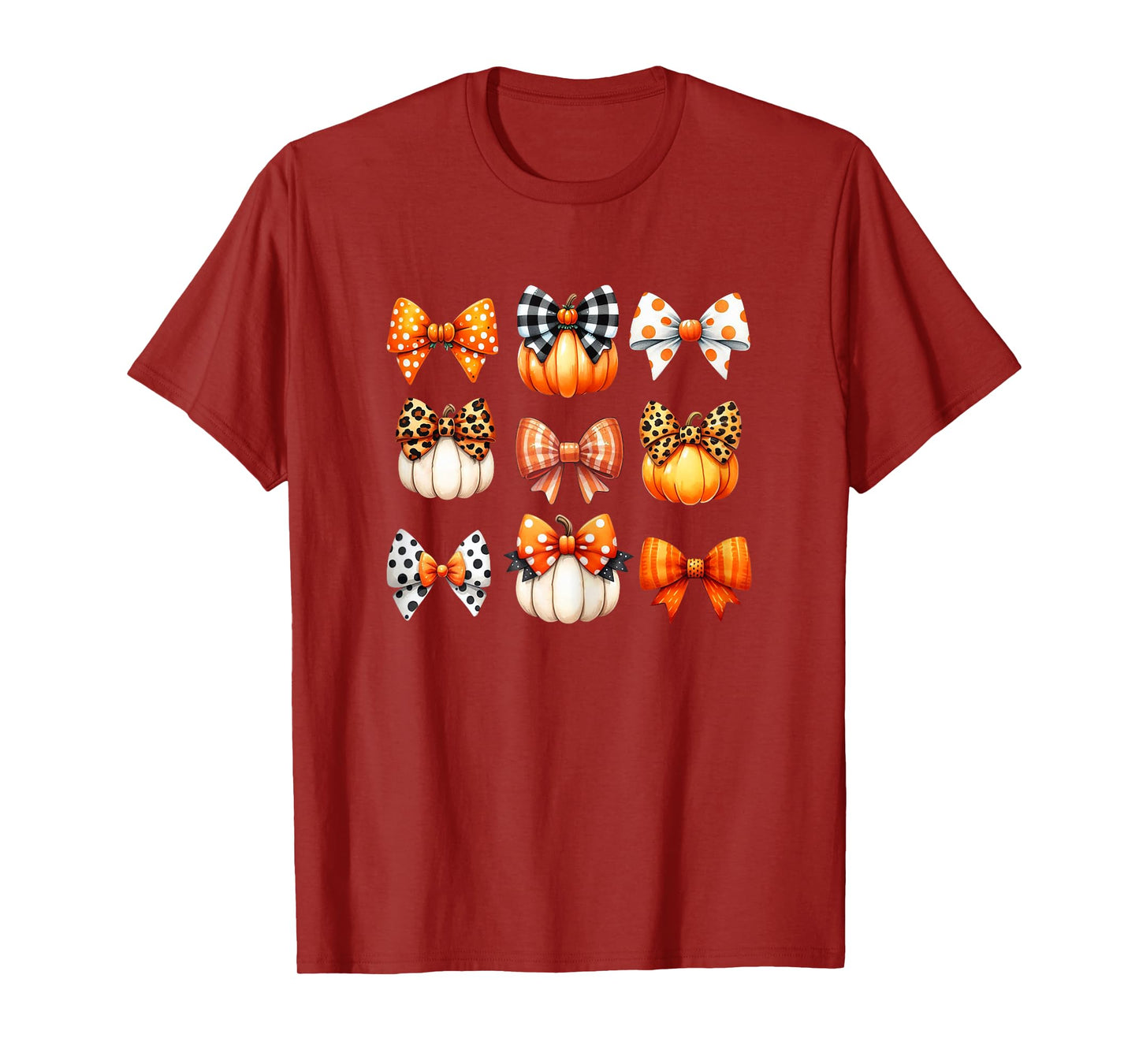 Coquette Bow Pumpkin Season Thanksgiving Autumn Fall Leaves T-Shirt