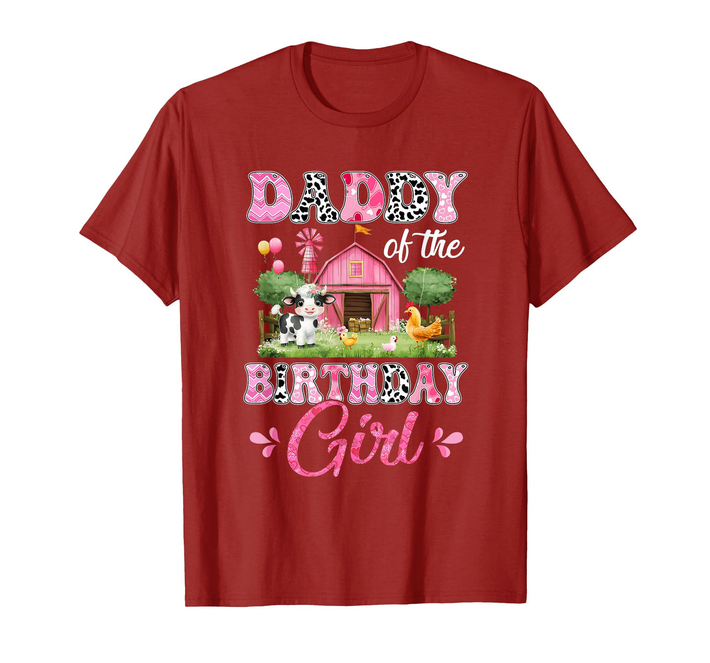 Daddy Of The Birthday Girl 1St Birthday Cow Farm Family T-Shirt