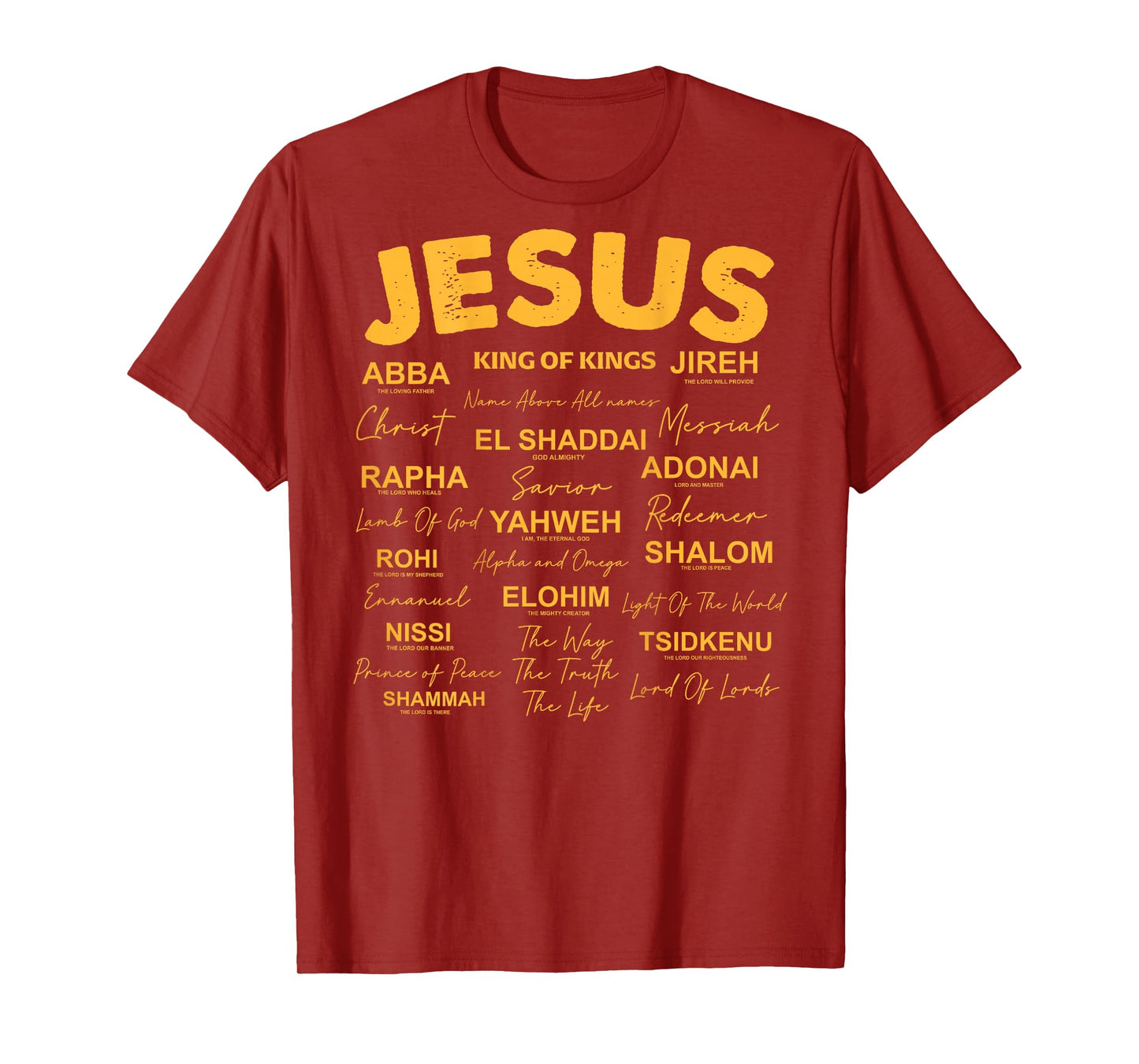 Jesus is King Names of God Hebrew Jesus Christian (On Back) T-Shirt