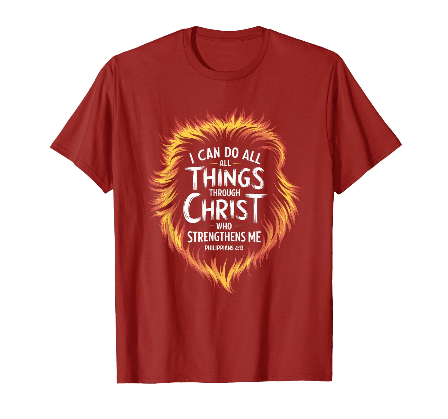 Christian Tshirt Philippians 4:13 Religious Lion Strengthens T-Shirt