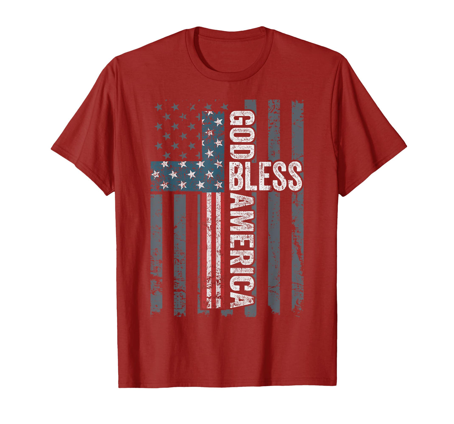 God Bless America - Patriotic Christian Cross USA Flag T-Shirt