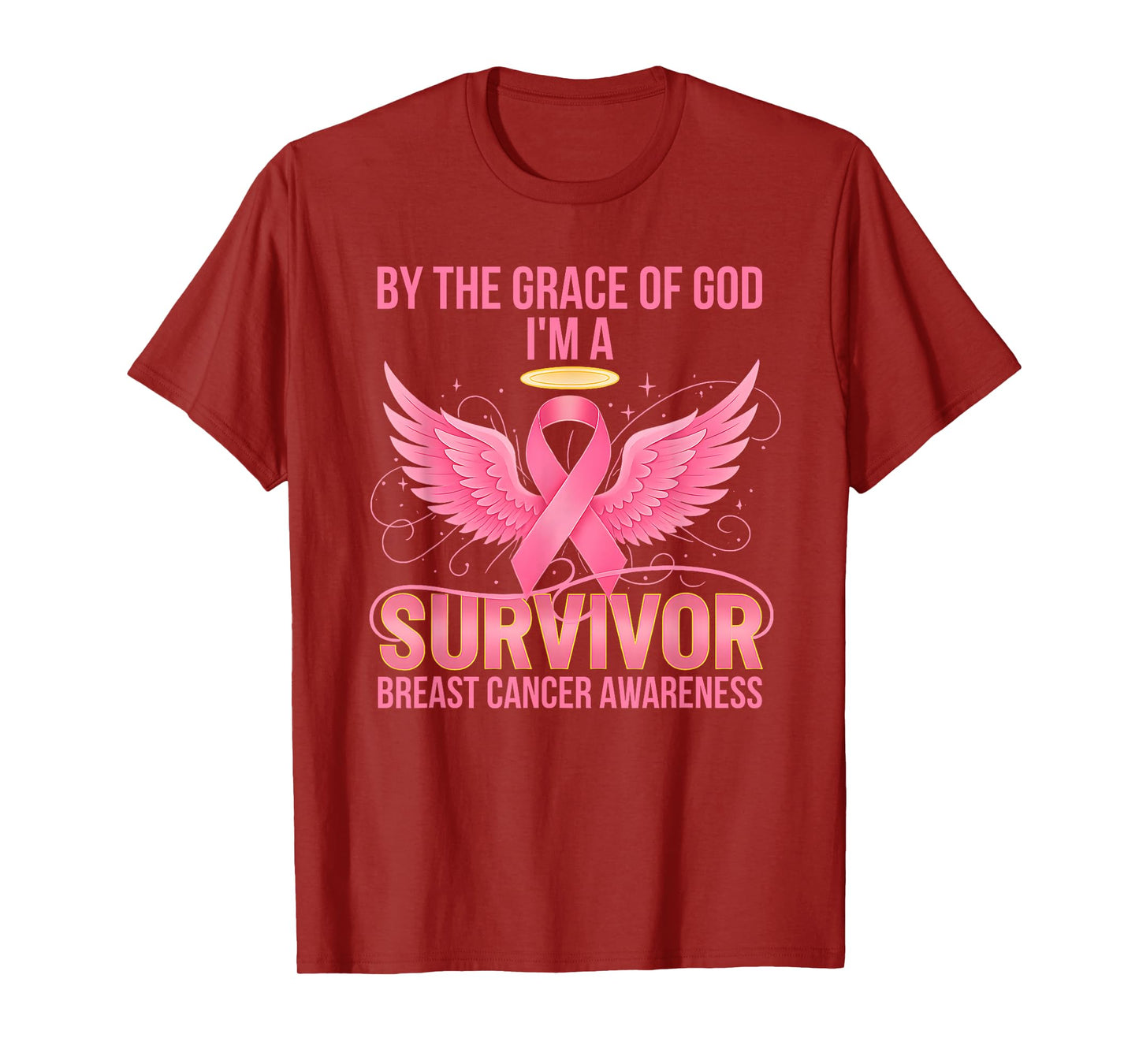 by The Grace of God I’m a Survivor Breast Cancer Awareness T-Shirt