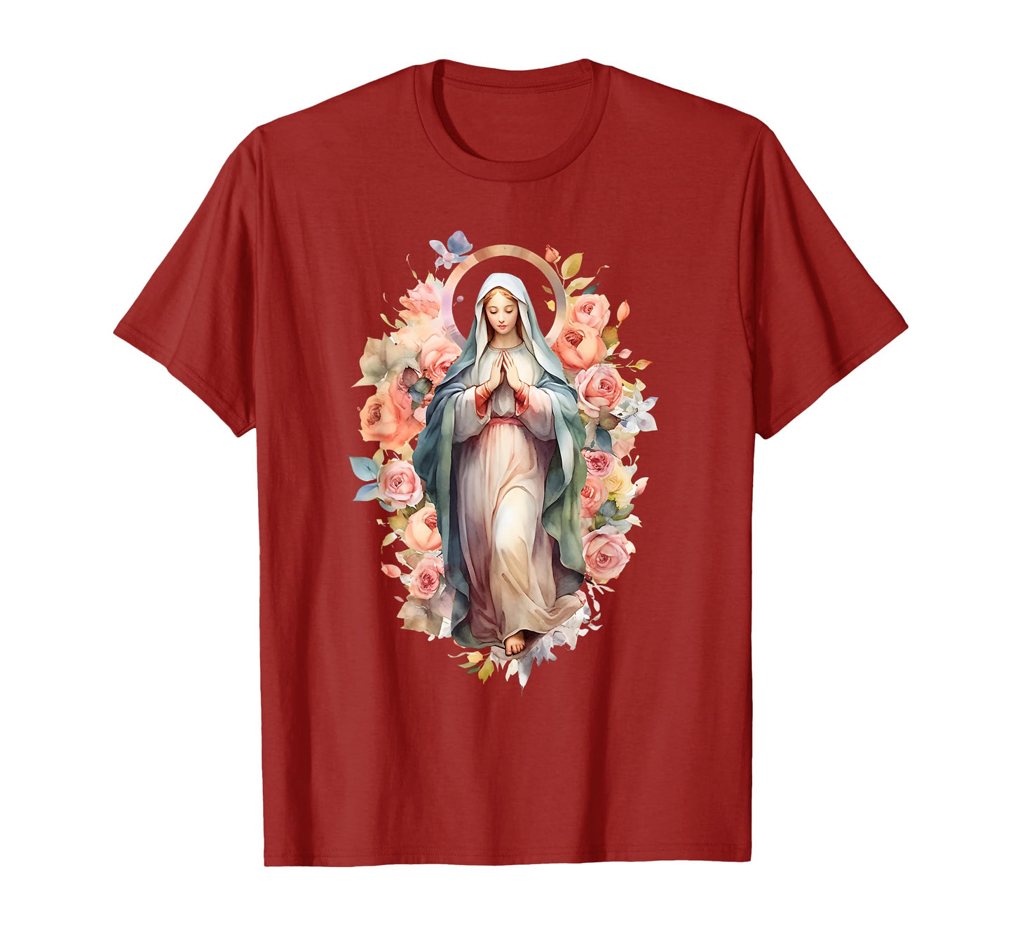 Blessed Mother Mary Mother of Jesus Roses Our Lady Catholic T-Shirt