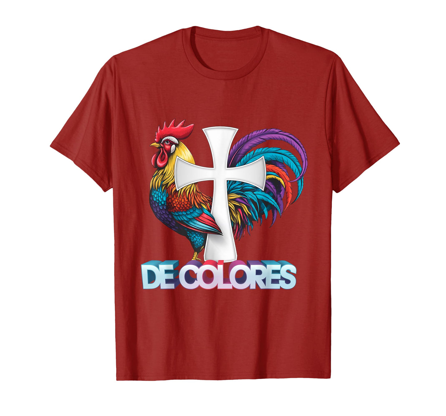 DeColores Cursillo Rainbow Rooster Catholic T-Shirt