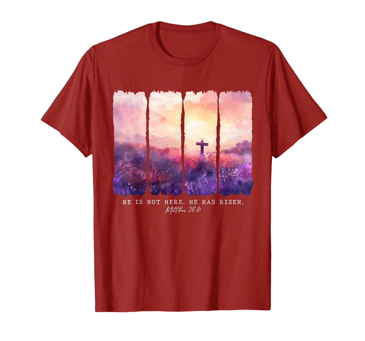 He is Not Here He Has Risen Floral Christian Bible Verse T-Shirt
