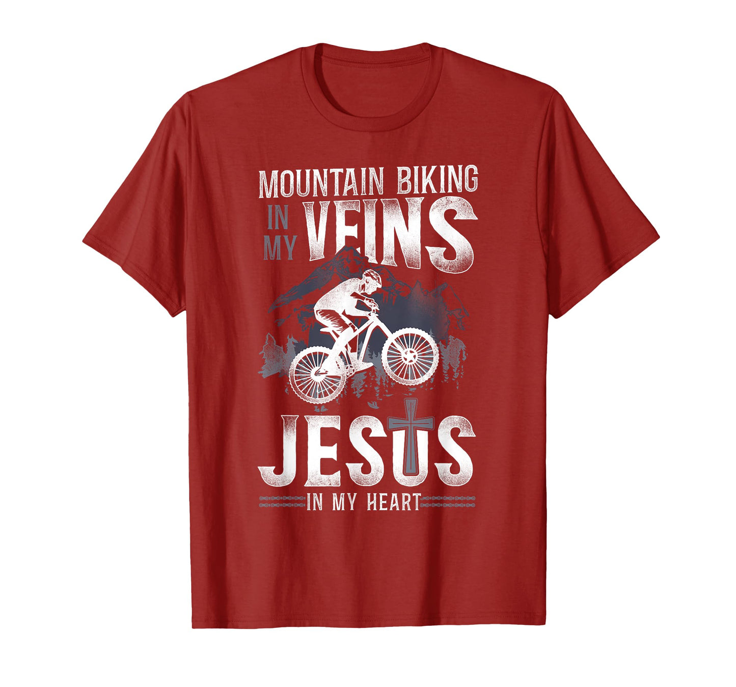 Enduro MTB Mountain Bike Riding Downhill Jesus Faith Vintage T-Shirt