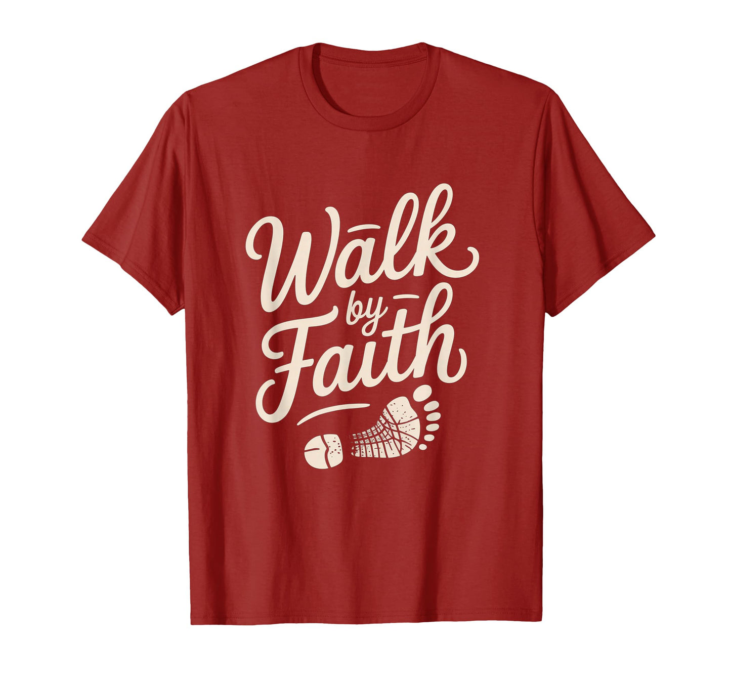 Faith Walk Christian Footprint Graphic Tee T-Shirt