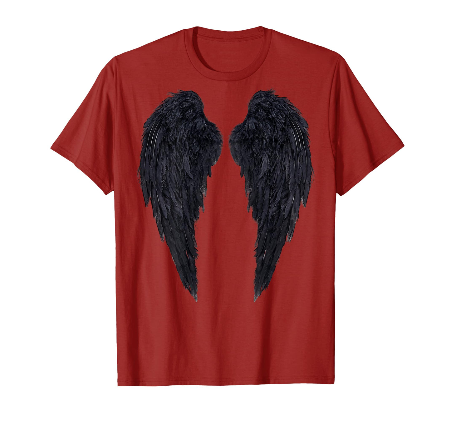 Black Angel Wings On The Back Of A T-Shirt