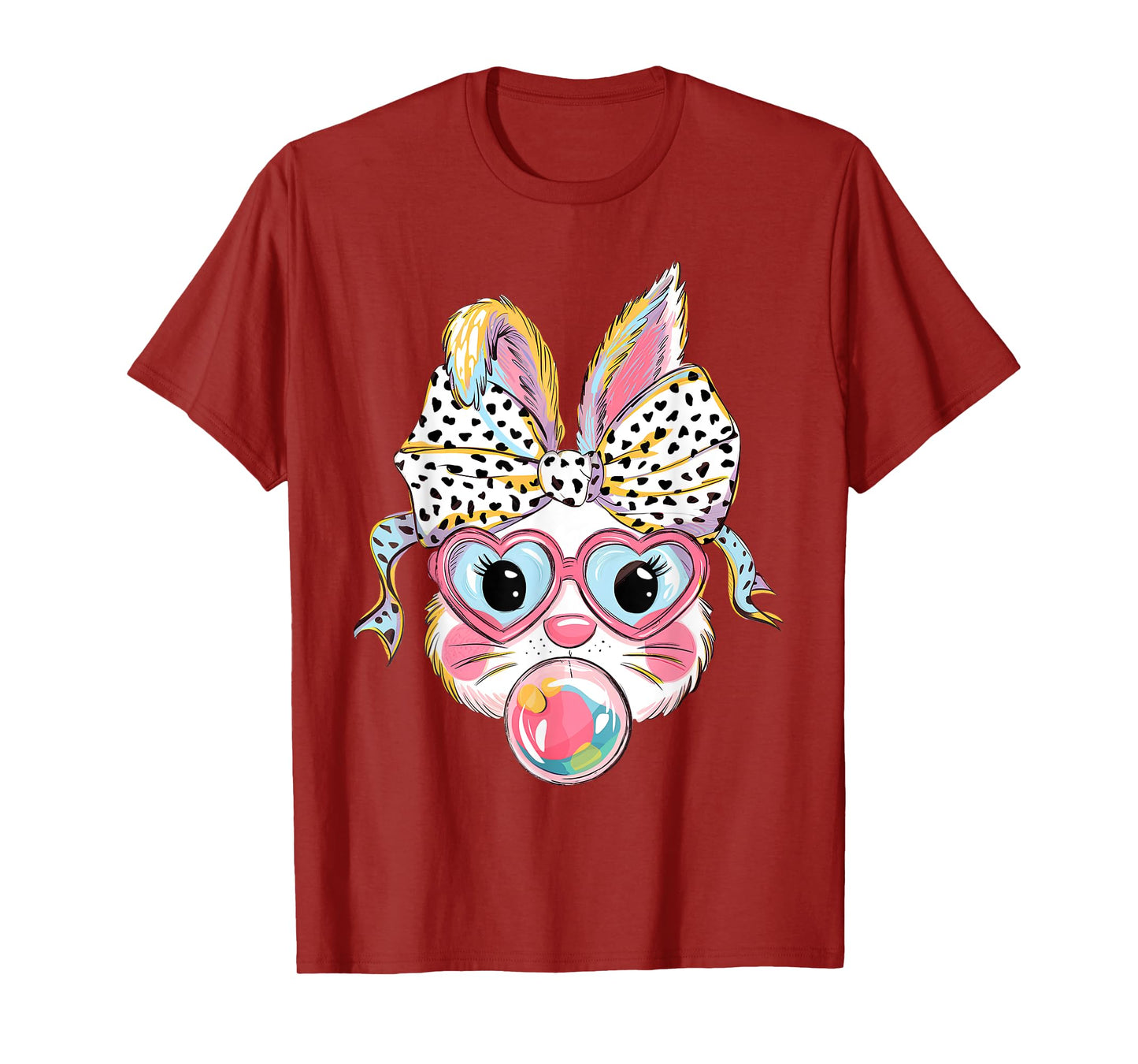 Cute Bunny Rabbit Face Tie Dye Glasses Girl Happy Easter Day T-Shirt