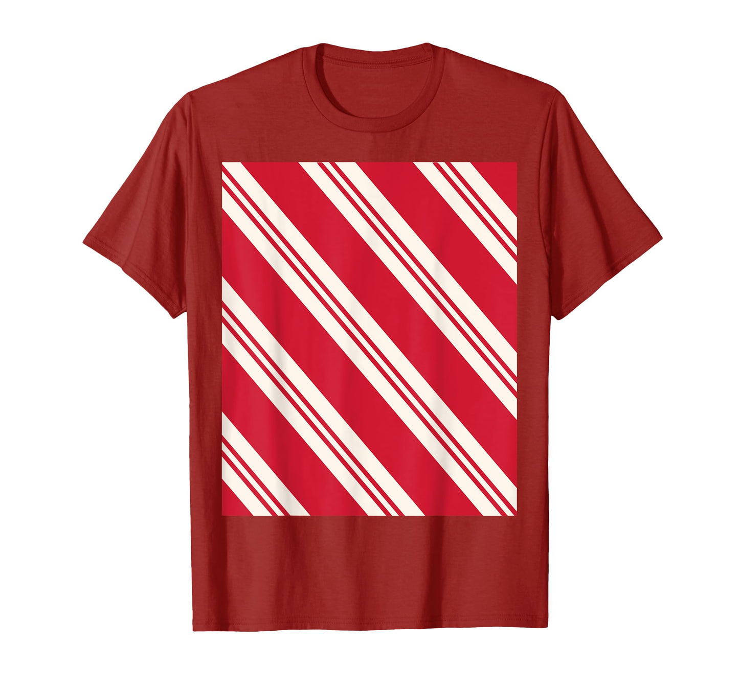 Candy Cane Stripe Diagonal Pattern Red T-Shirt