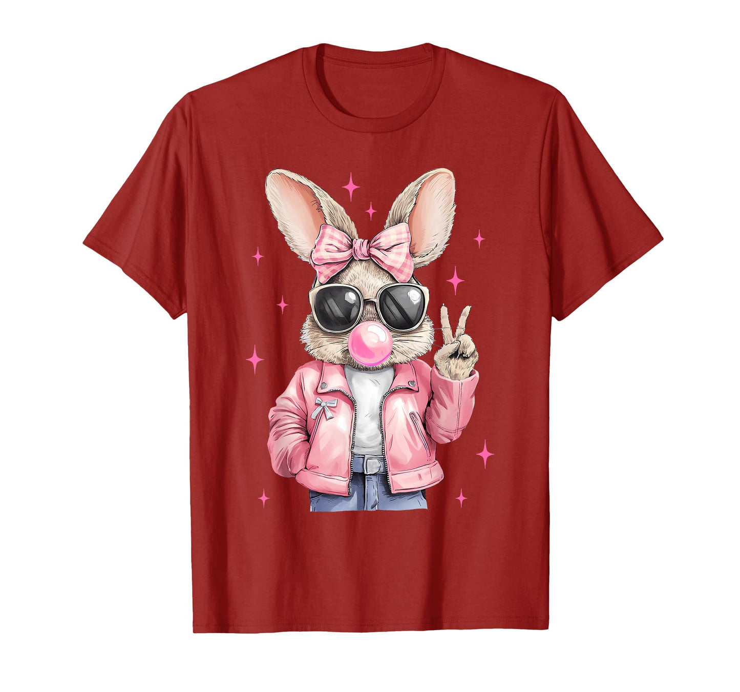 Happy Easter Bunny Rabbit Face Coquette Bow Easter Girl Kids T-Shirt