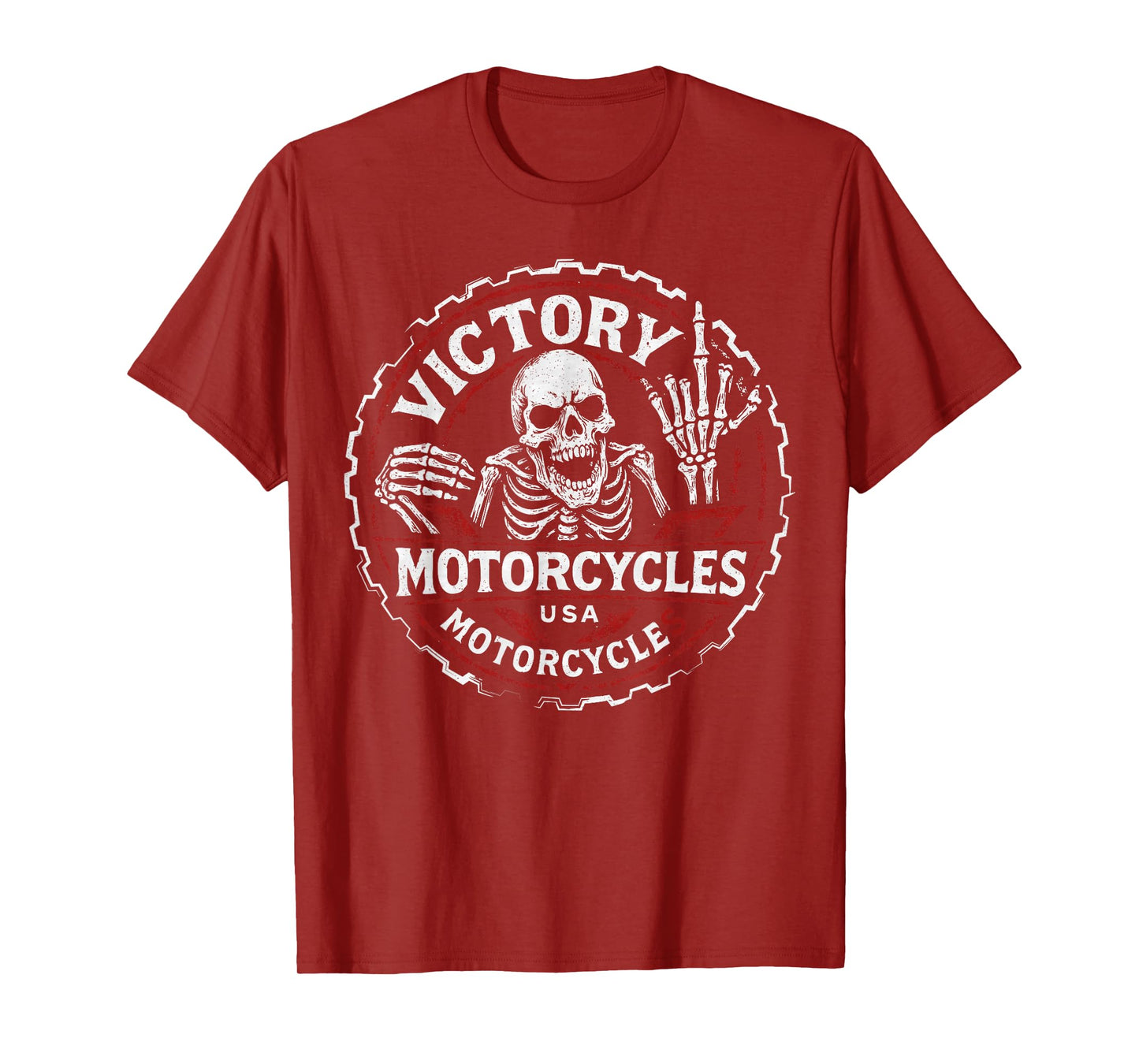 Vintage American Motor Cycles Victory USA Skeleton Funny T-Shirt