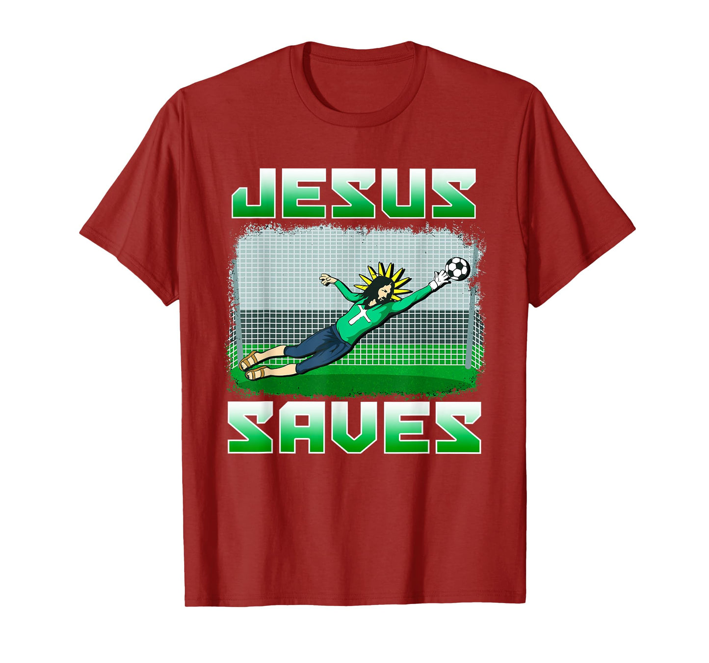 Funny Christian Soccer Jesus Saves Goalie T-Shirt