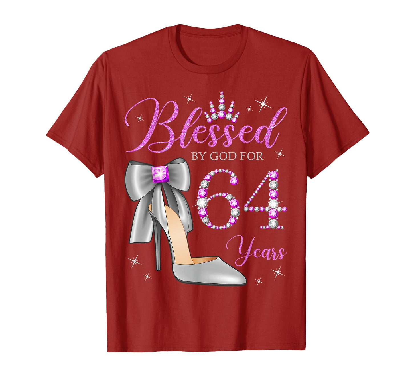 Blessed By God For 64 Years Old 64th Birthday Party Queen T-Shirt