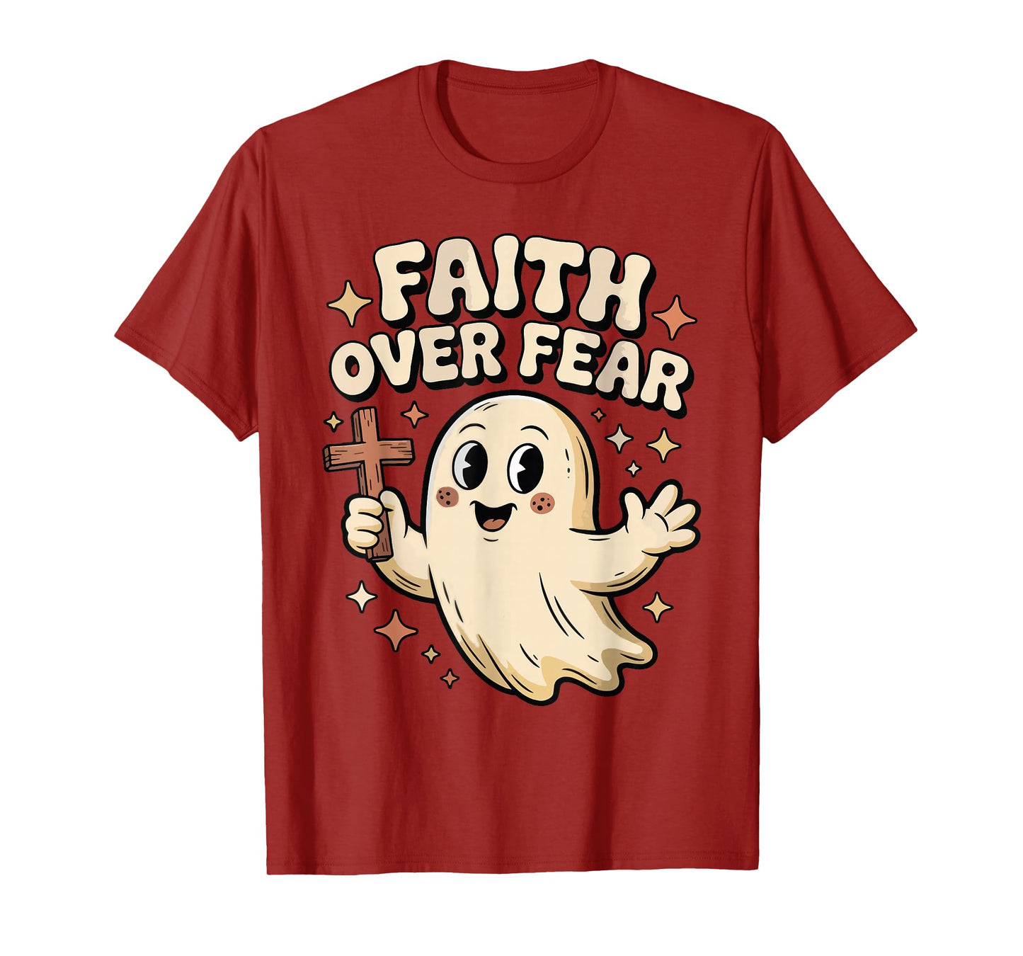 Faith Over Fear Spooky Season Christian Funny Halloween T-Shirt