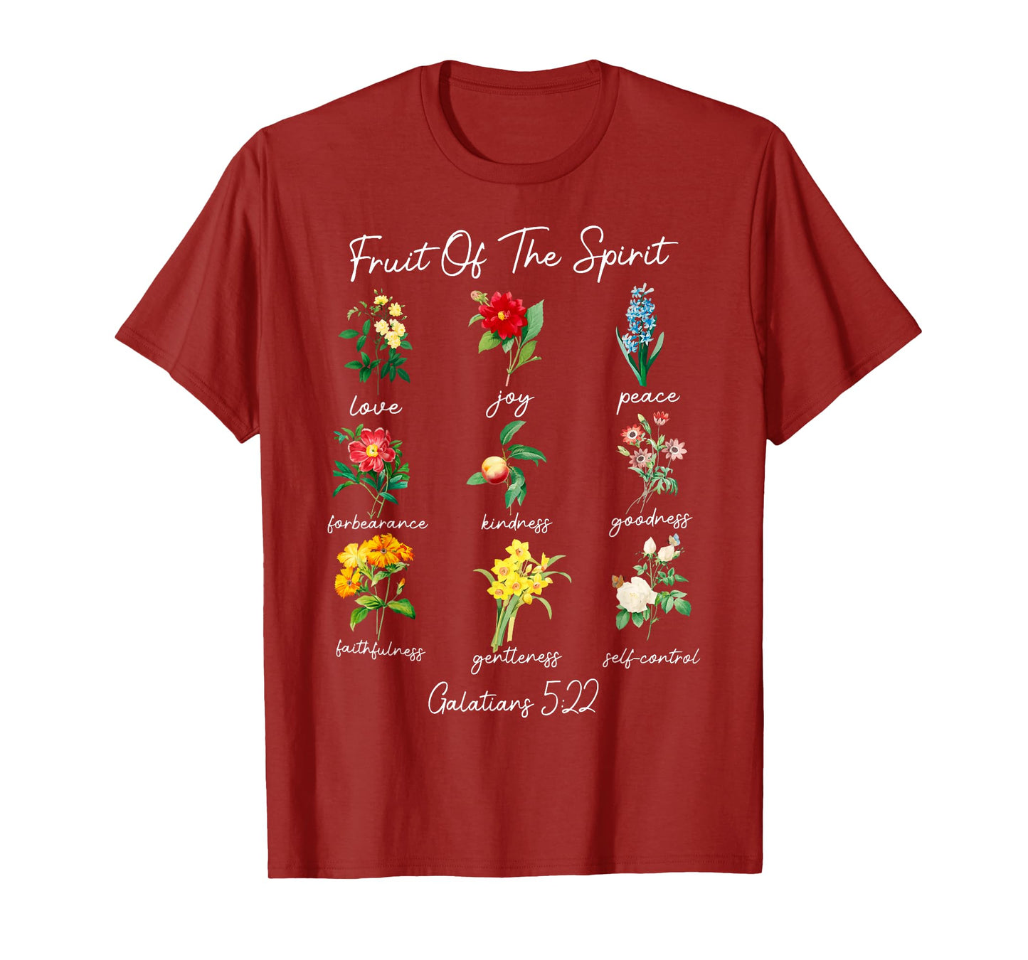 The Fruit Of The Spirit Galatians 5 22 Floral Christian T-Shirt