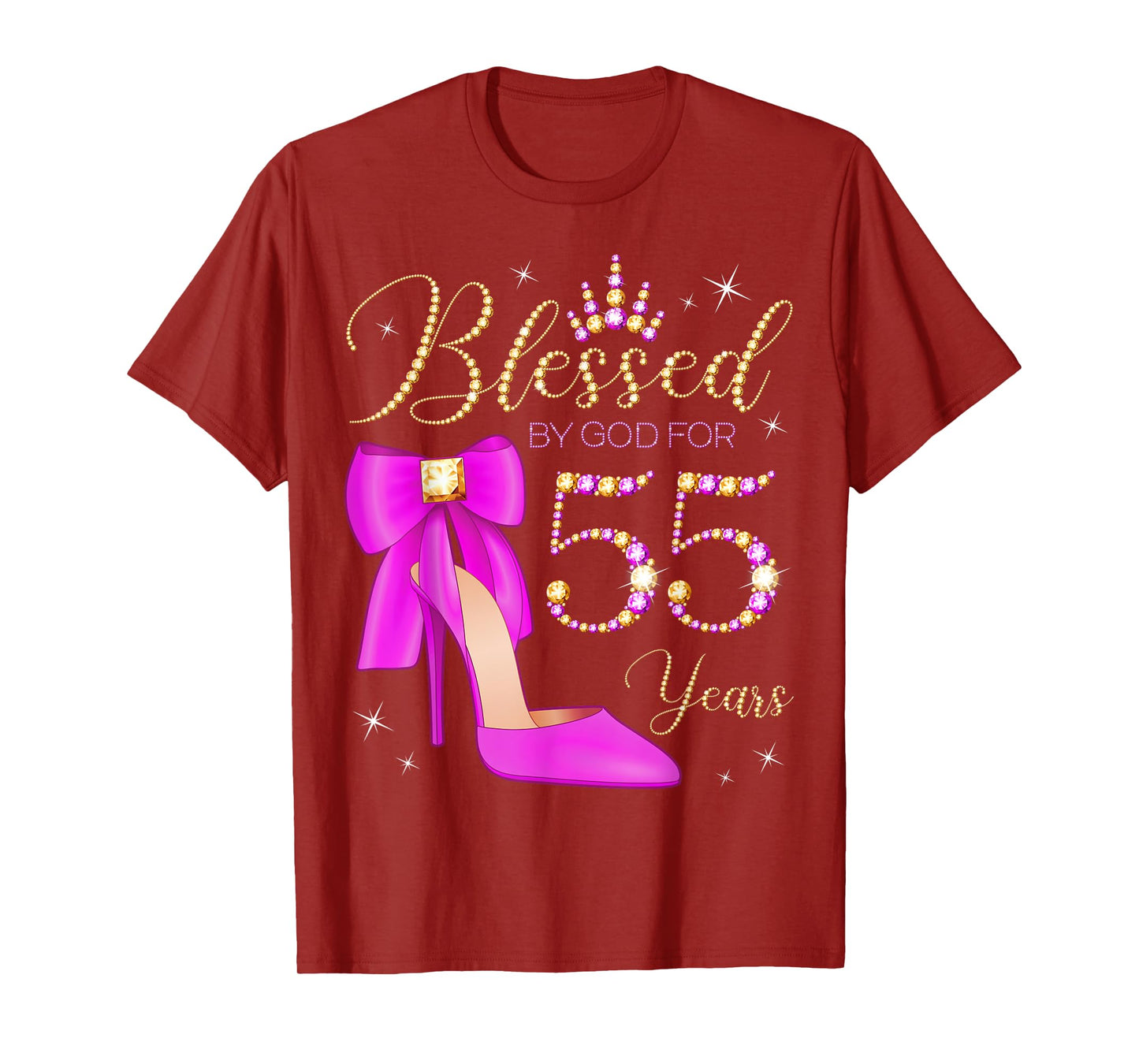 Blessed By God For 55 Years Old 55th Birthday Party Queen T-Shirt
