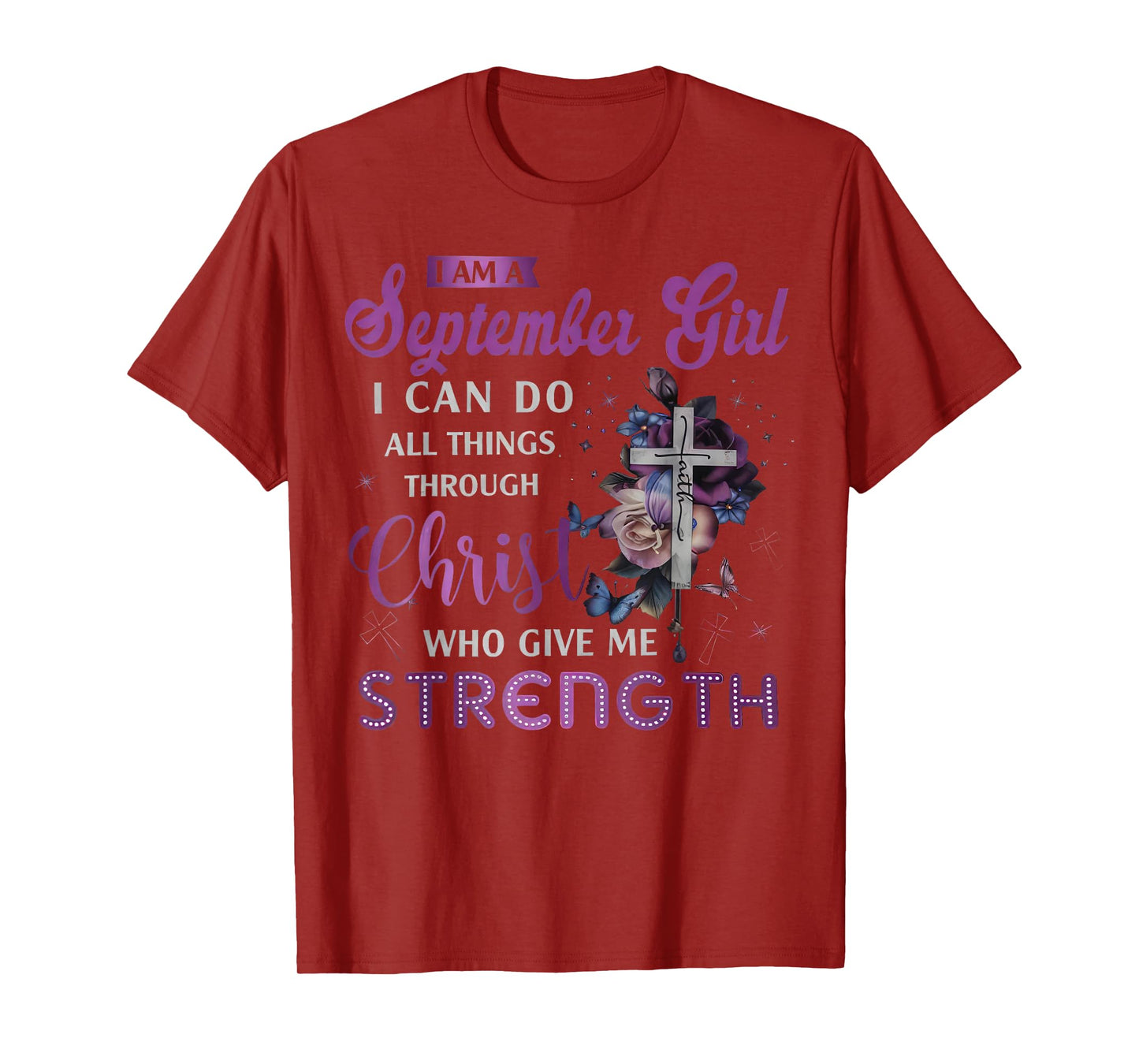September Girl Christian Birthday Bible Verse Jesus Faith T-Shirt