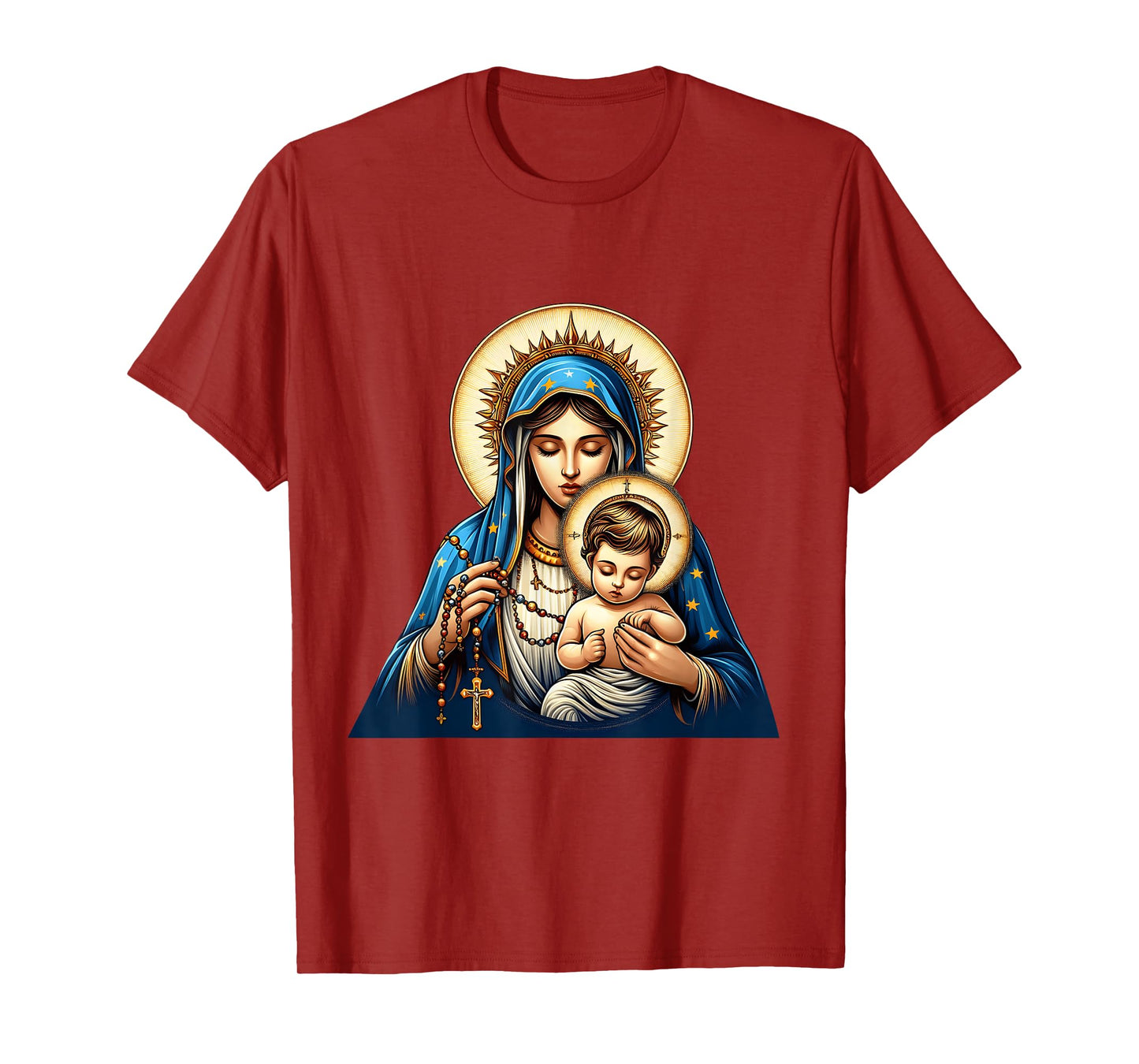 Holy Rosary Virgin Mary Baby Jesus Catholic Rosary Mysteries T-Shirt