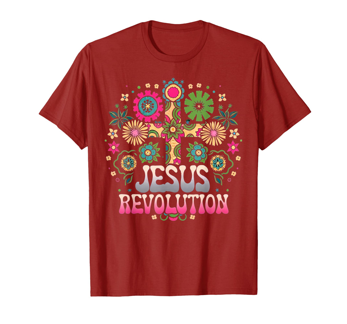 Jesus Revolution Christian Faith Retro Groovy Hippie Flower T-Shirt