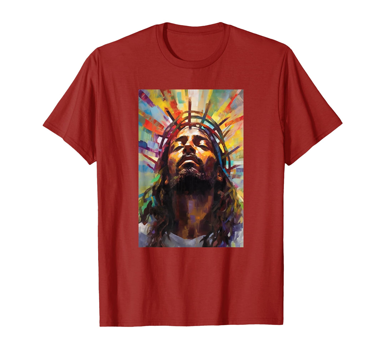 Jesus African American Christ Praying Rainbow Face Of Jesus T-Shirt