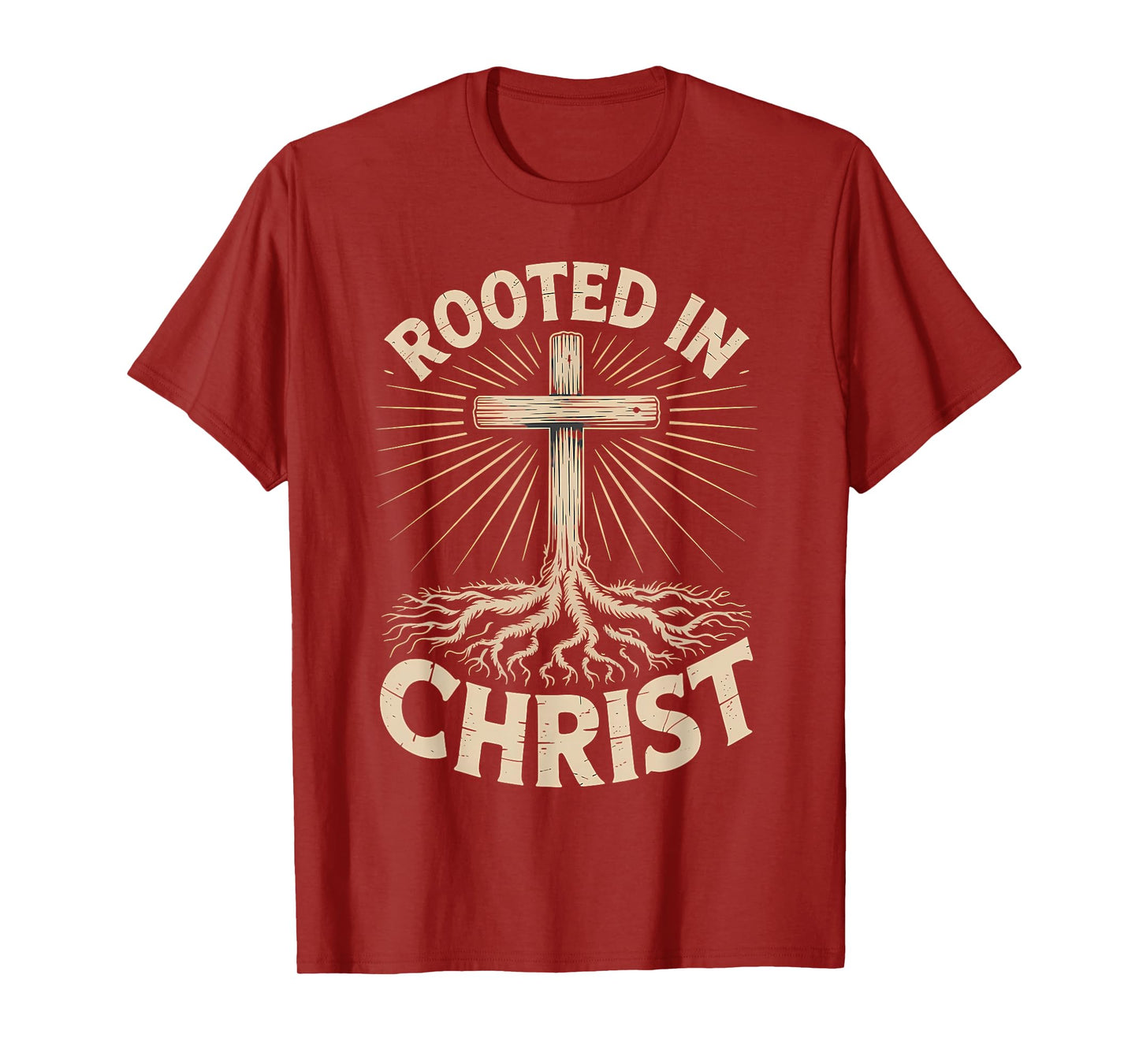 Rooted in Christ Jesus Cross Christian Faith T-Shirt