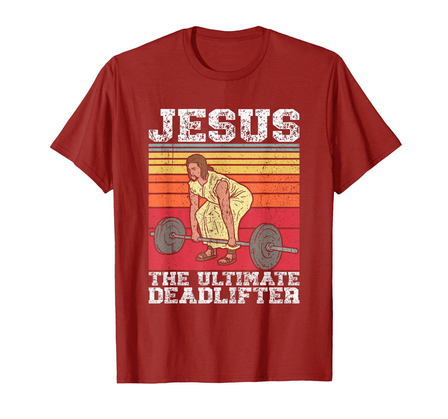 Vintage Jesus The Ultimate Deadlifter Funny Gym Bodybuliding T-Shirt