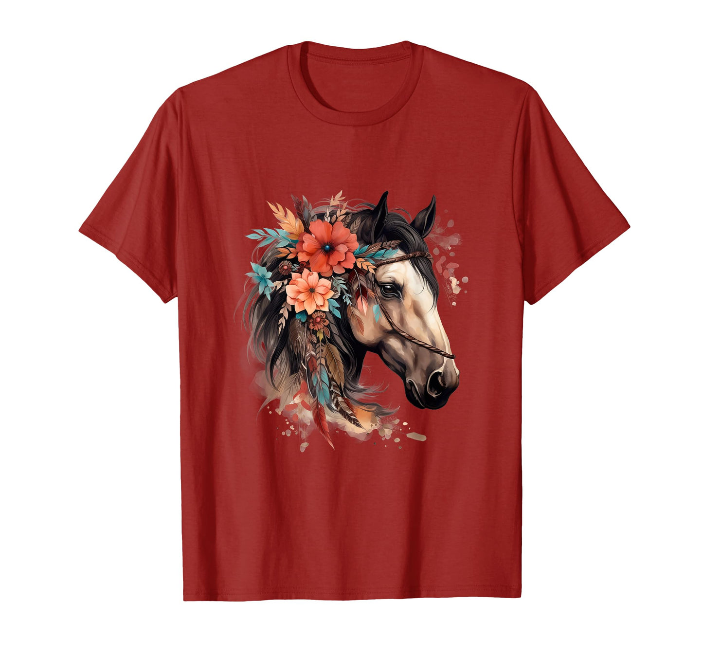 Floral Wild Horse Country Horse Riding T-Shirt