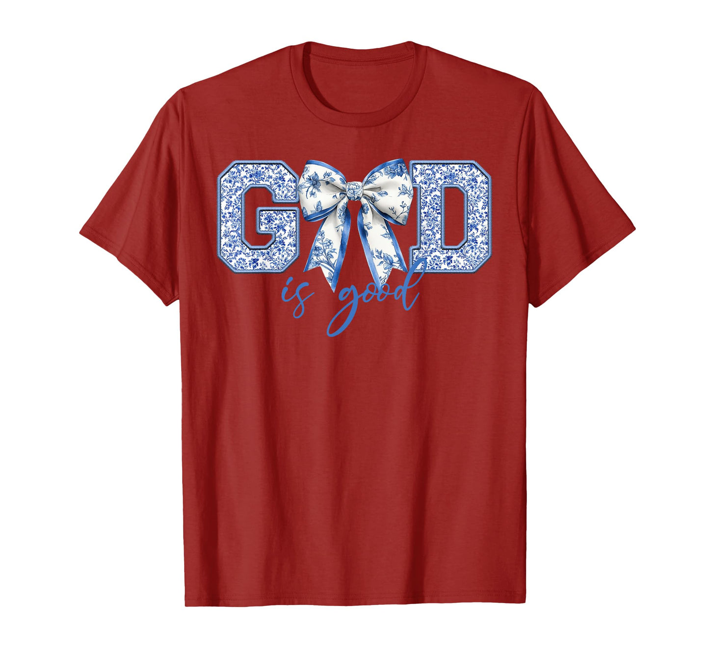 God Is Good Blue Coquette Bow Bible Verse T-Shirt