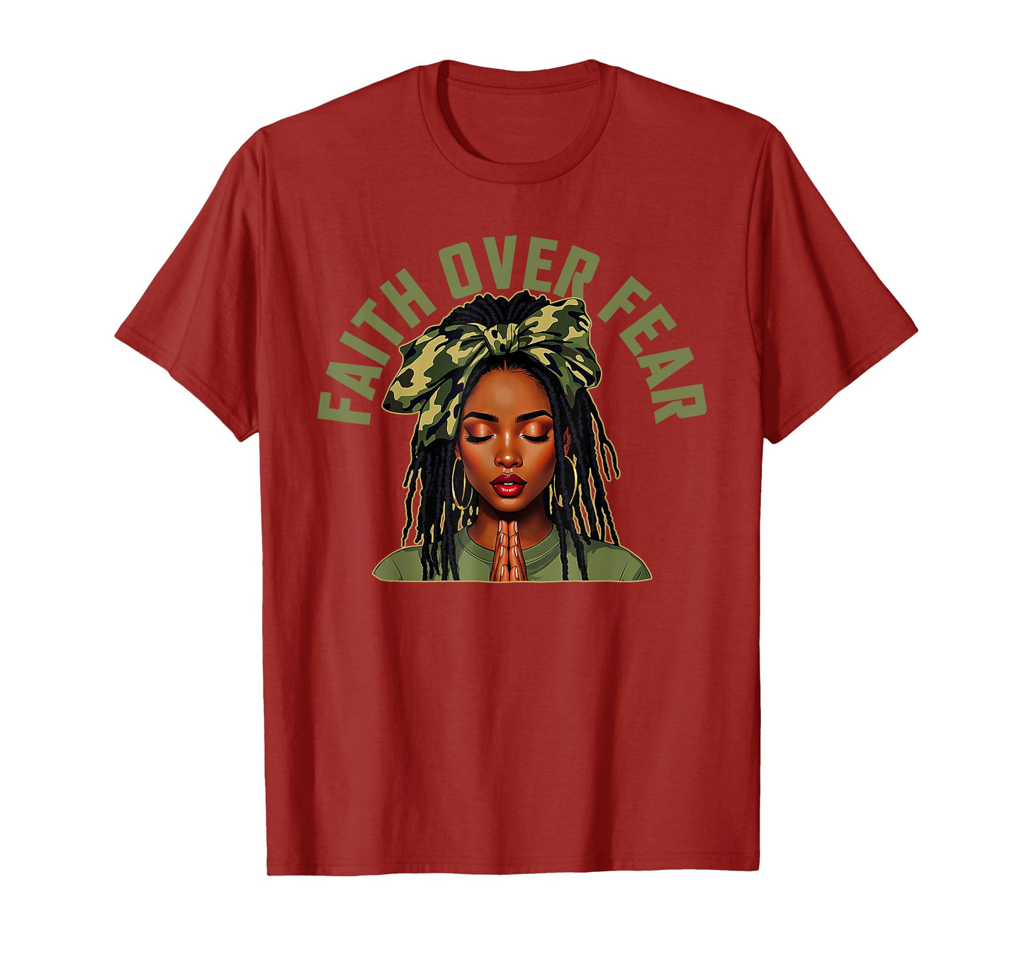 Faith Over Fear Christian Camo African American Afro Women T-Shirt
