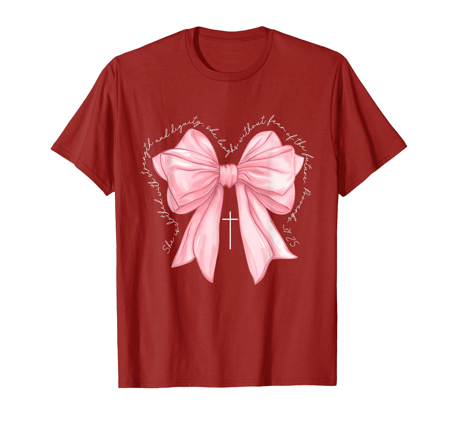 Bible Verse Pink Bow Coquette Bow Coquette Christian T-Shirt
