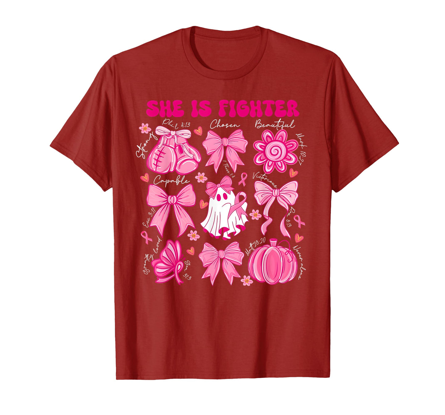 She Is A Fighter Christian Breast Cancer Warrior Wear Pink T-Shirt