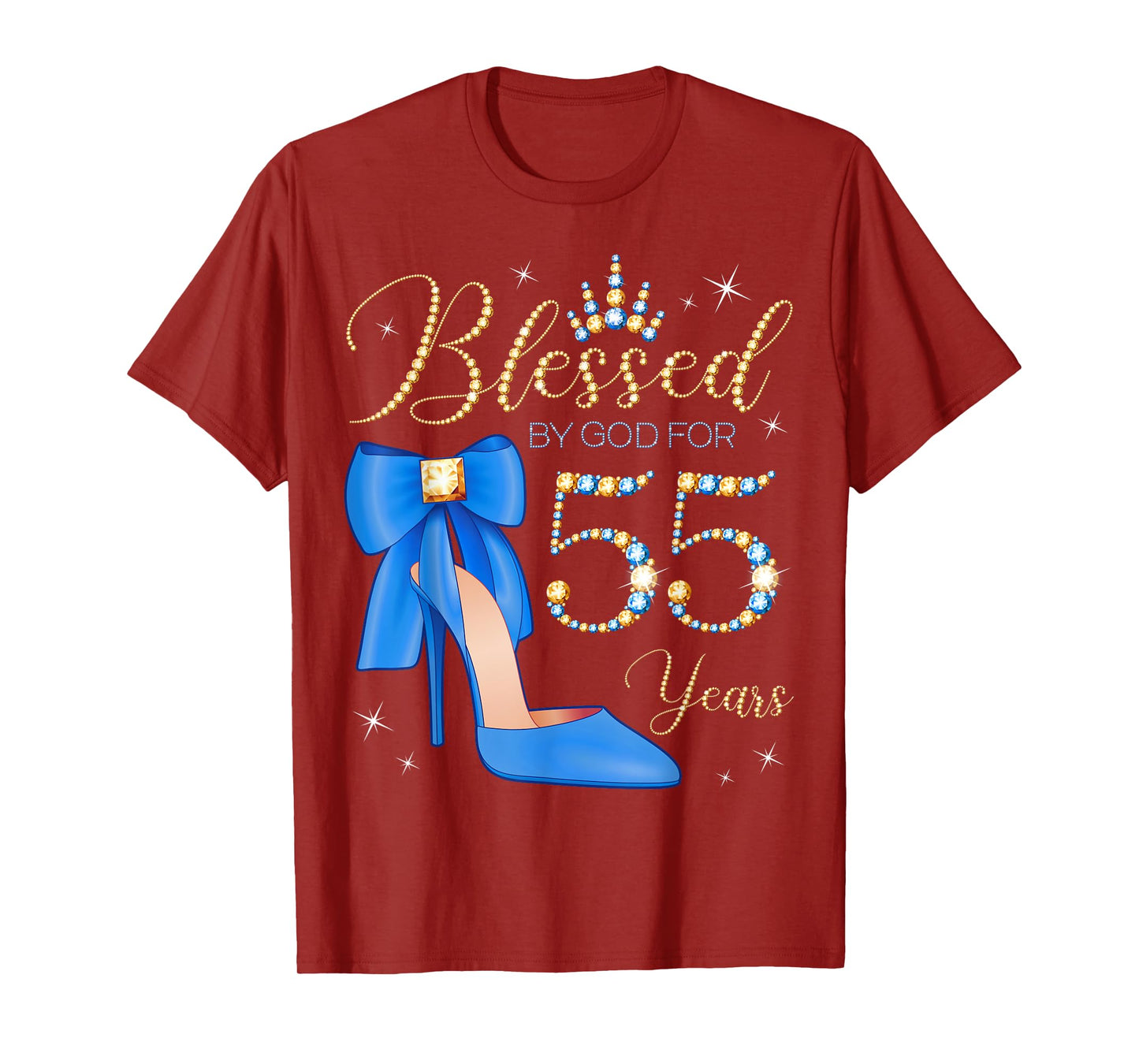 Blessed By God For 55 Years Old 55th Birthday Party Queen T-Shirt