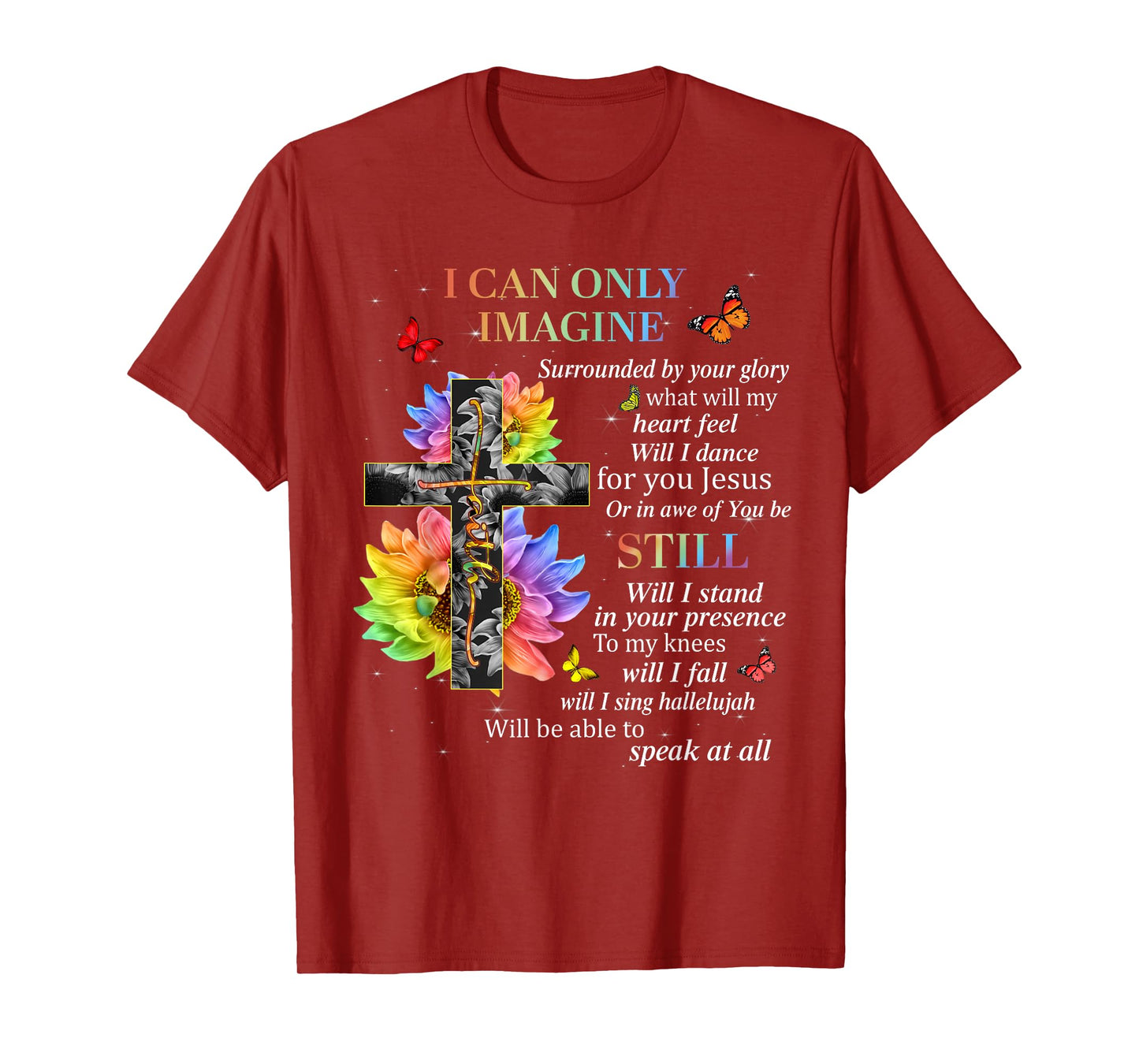 I Only Imagine Christian Women Sunflower Bible Verse T-Shirt