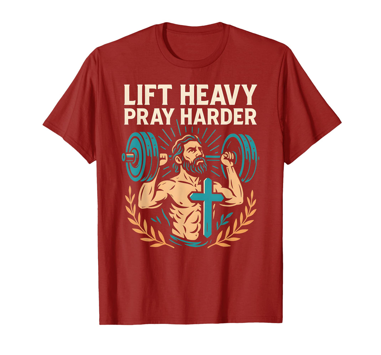 Christian Fitness Lift Heavy Pray Harder Cool Mens Faith T-Shirt