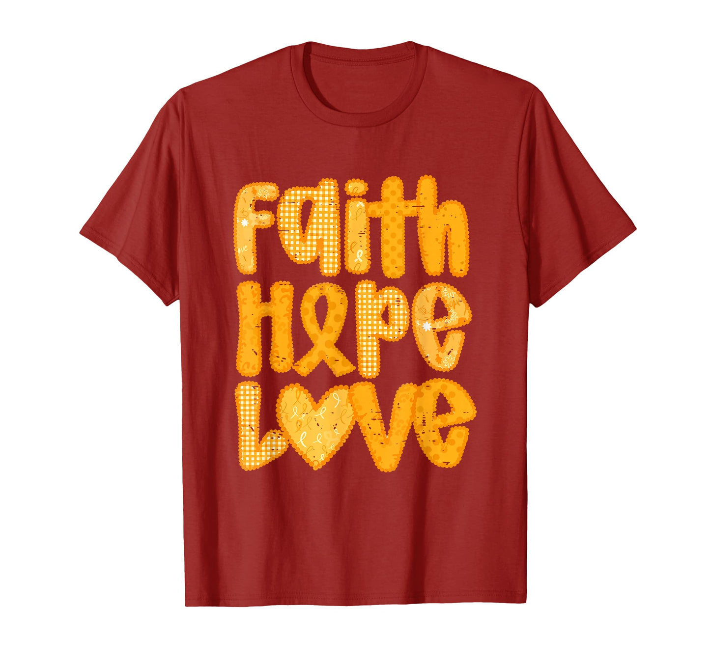 Faith Hope Love Childhood Cancer Awareness Month Gold Ribbon T-Shirt