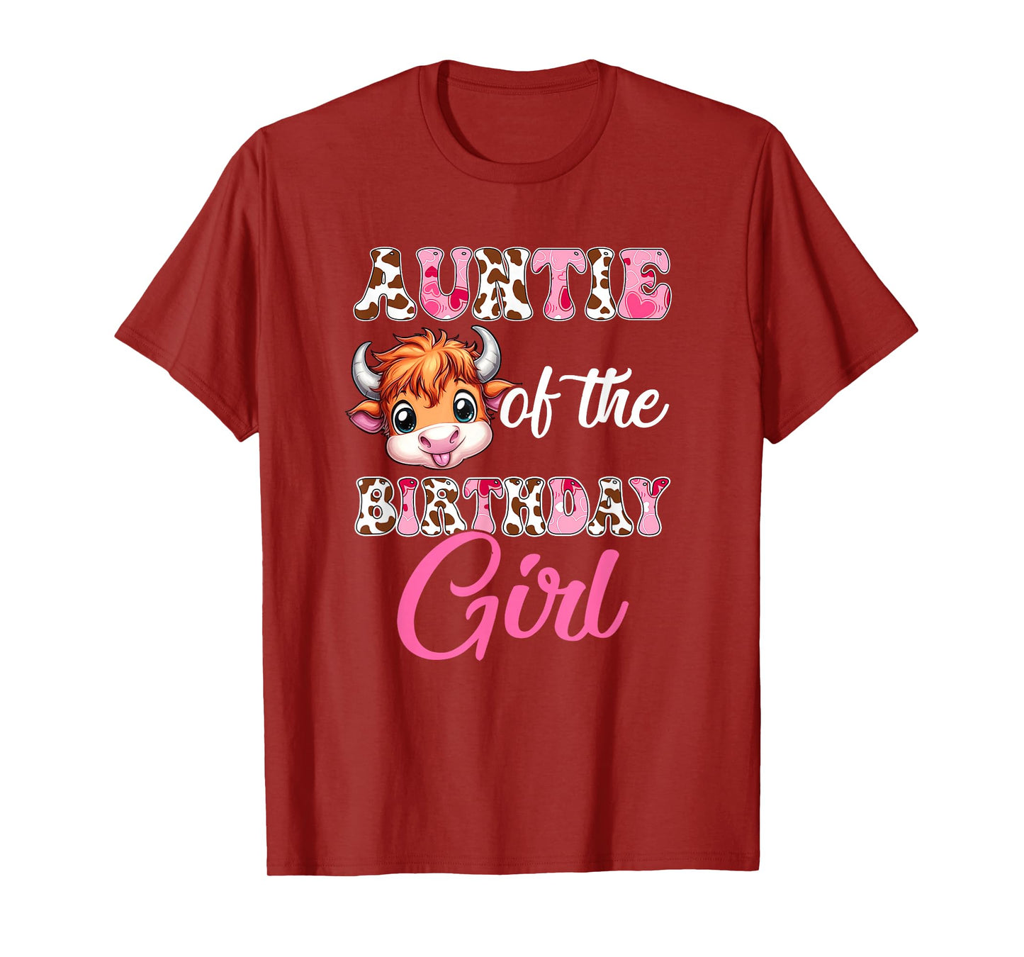 Auntie Of The Birthday Girl Highland Cow Farm 1St Birthday T-Shirt