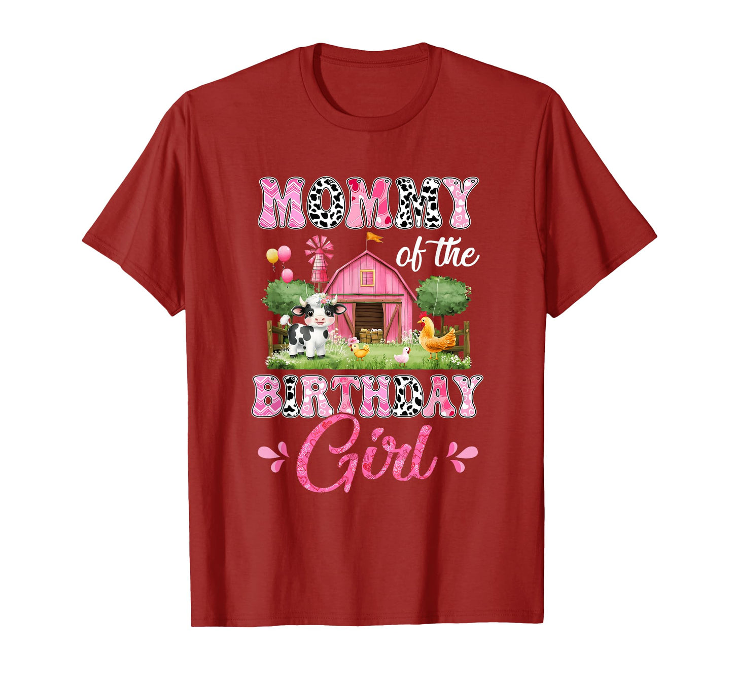 Mommy Of The Birthday Girl 1St Birthday Cow Farm Family T-Shirt