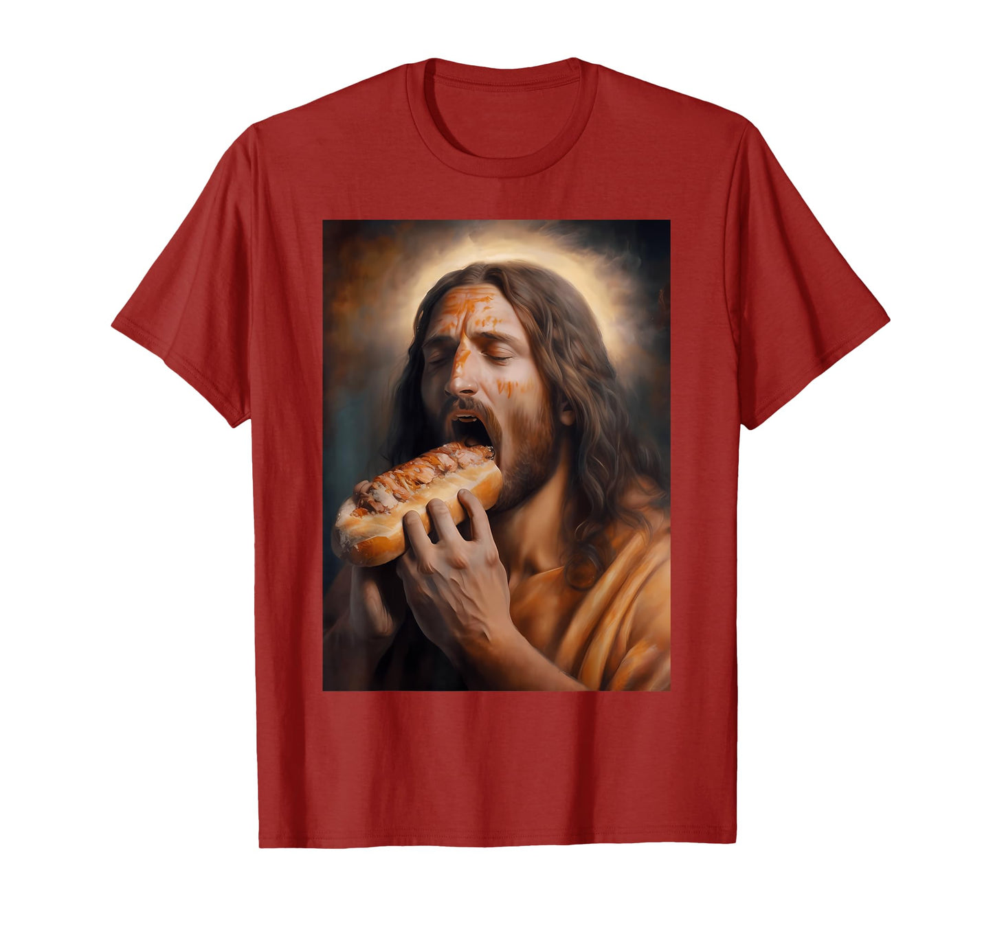 Funny Jesus Loves Hot Dogs Art Design T-Shirt