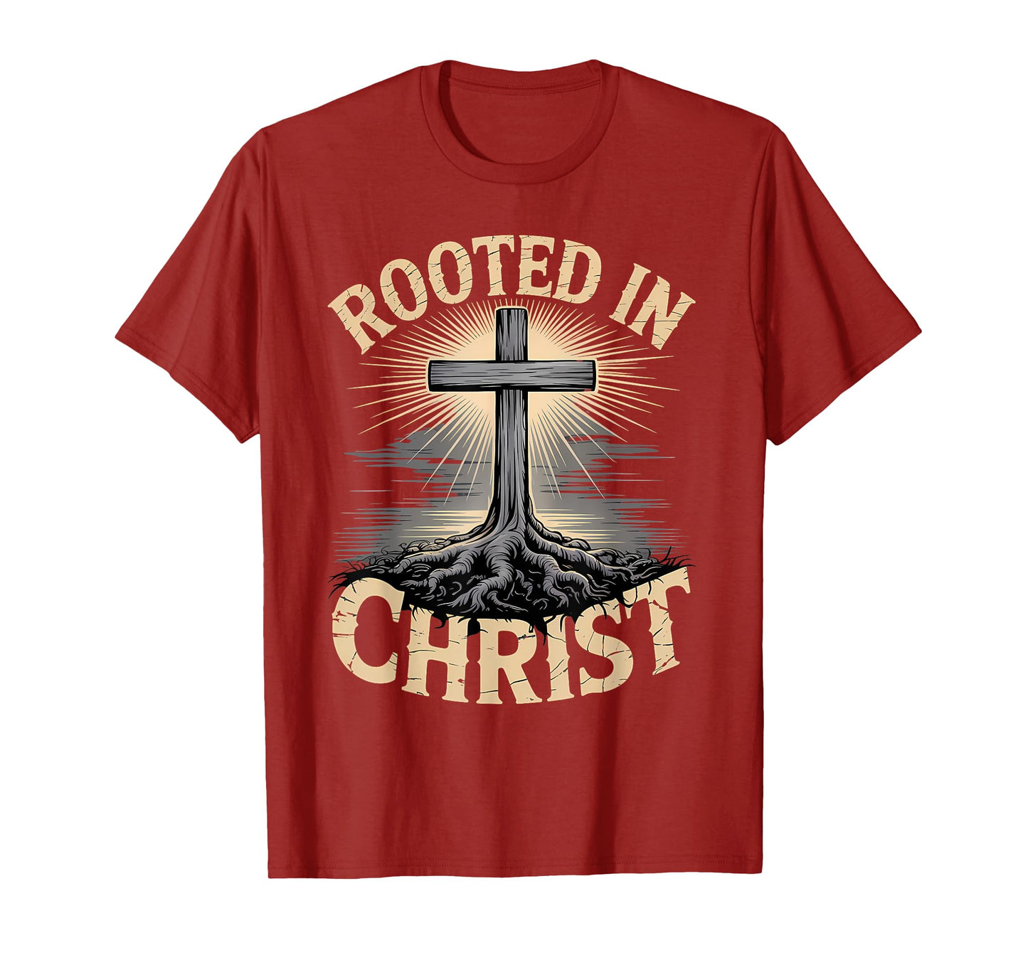 Rooted in Christ Jesus Cross Christian Faith T-Shirt