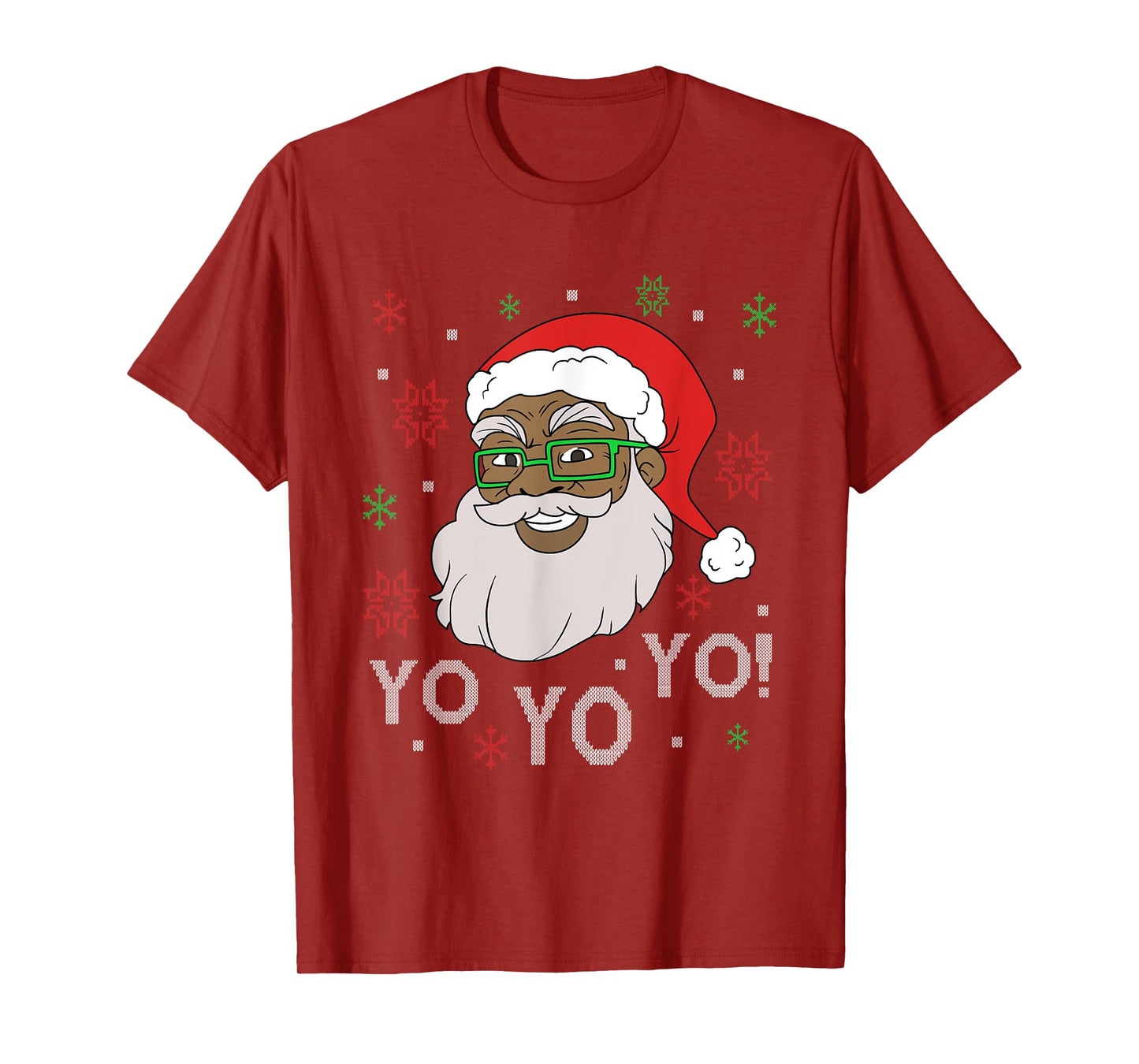 Black Funny Santa Claus Christmas Yo Yo Yo Xmas Costume T-Shirt