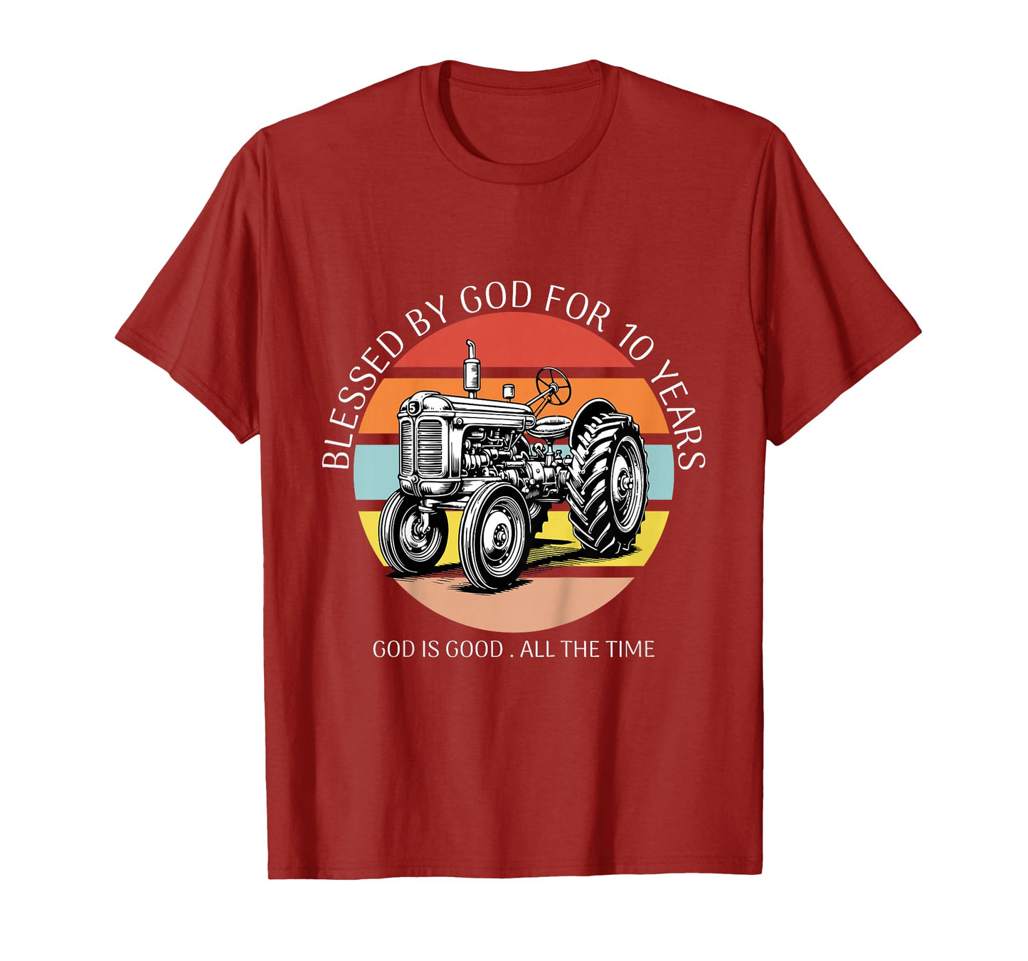 Kids Blessed by God for 10 Years Old Farm Tractor 10th Birthday T-Shirt
