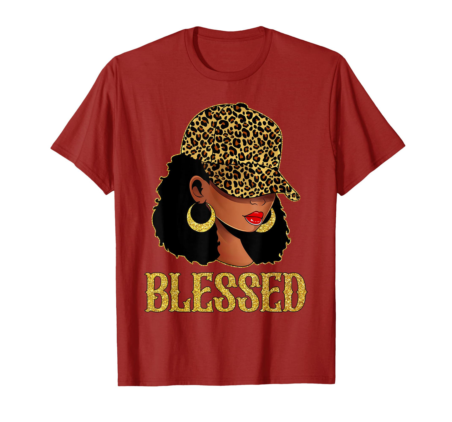 Blessed Black Women With Leopard Cap Hat Christian Matching T-Shirt