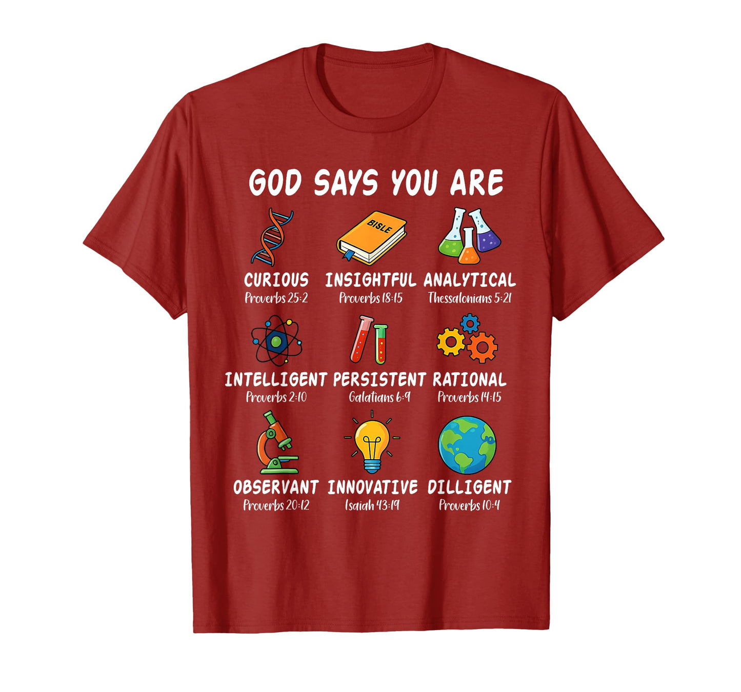 God Says I Am Science Biology Teacher Bible Verse T-Shirt