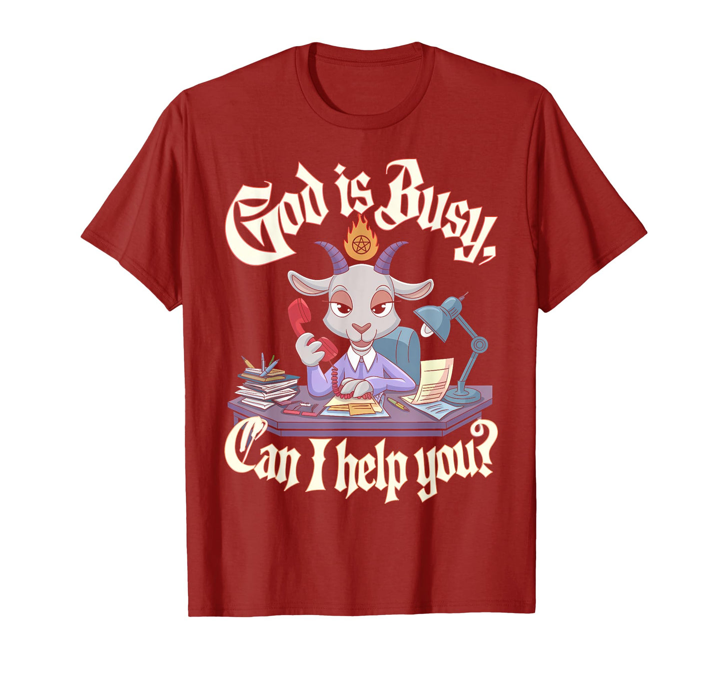 Satanic Goat Office Demon Occult Funny Sarcastic T-Shirt